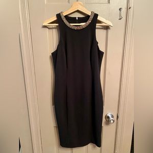 Calvin Klein shift dress with gold chain collar